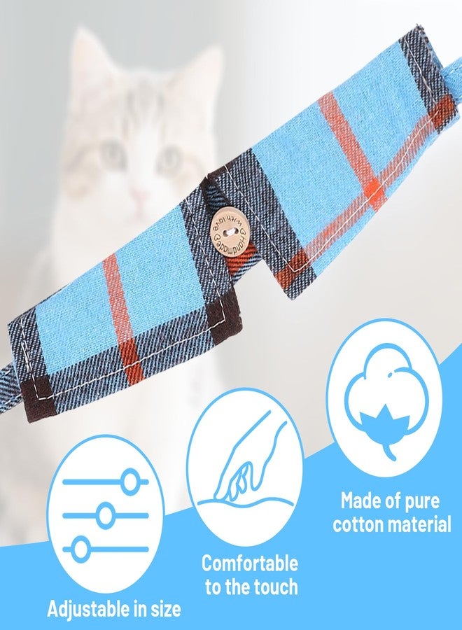 ElevateTech Cat Collars Breakaway with Bow Tie and Bandana, 3 Pcs Blue Plaid Kitten Collar with Bells Mini Cat Bandana Kitten Bow Tie Collar with Safety Buckle, Adjustable for Small Cats Pets - Image 4